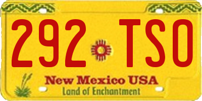 NM license plate 292TSO