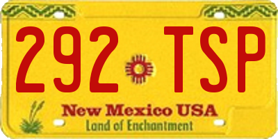 NM license plate 292TSP