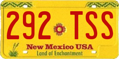 NM license plate 292TSS