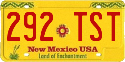 NM license plate 292TST
