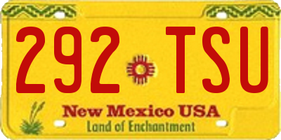 NM license plate 292TSU