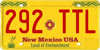 NM license plate 292TTL