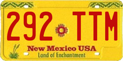NM license plate 292TTM