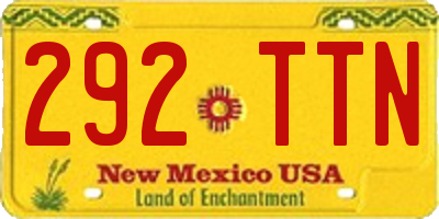 NM license plate 292TTN