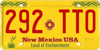 NM license plate 292TTO