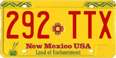 NM license plate 292TTX