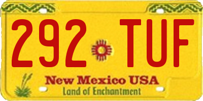 NM license plate 292TUF