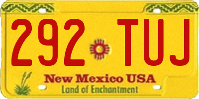 NM license plate 292TUJ