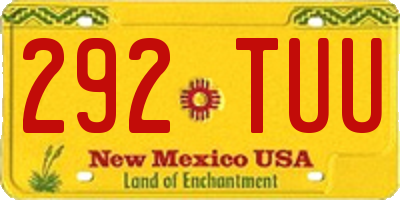 NM license plate 292TUU