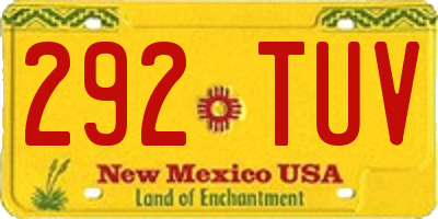 NM license plate 292TUV