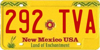 NM license plate 292TVA