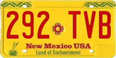 NM license plate 292TVB