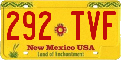 NM license plate 292TVF