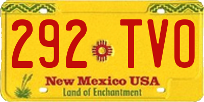 NM license plate 292TVO