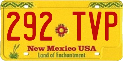 NM license plate 292TVP