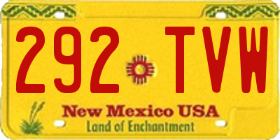 NM license plate 292TVW