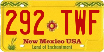 NM license plate 292TWF
