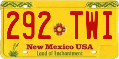 NM license plate 292TWI