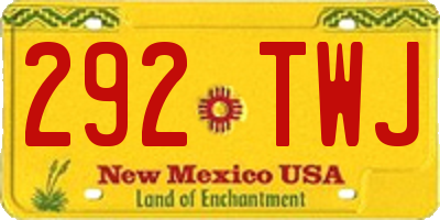 NM license plate 292TWJ