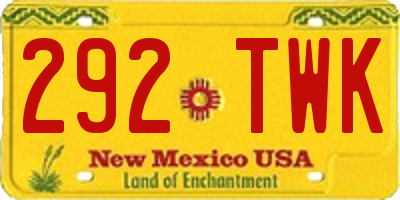 NM license plate 292TWK