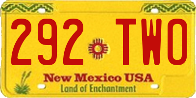 NM license plate 292TWO