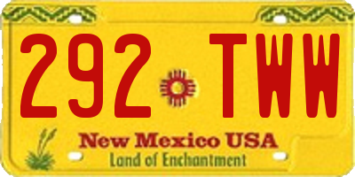 NM license plate 292TWW