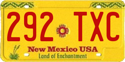 NM license plate 292TXC