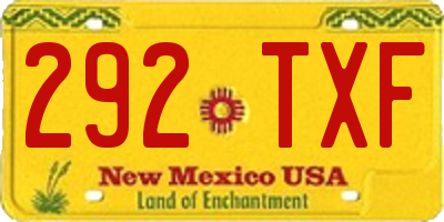 NM license plate 292TXF