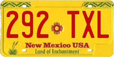 NM license plate 292TXL
