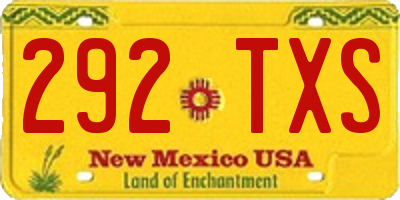 NM license plate 292TXS