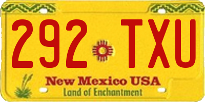 NM license plate 292TXU