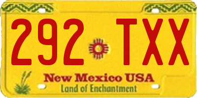 NM license plate 292TXX