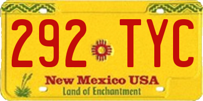 NM license plate 292TYC