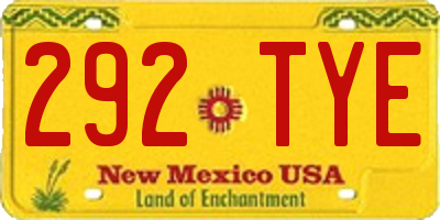 NM license plate 292TYE