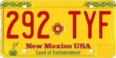 NM license plate 292TYF