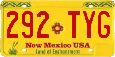 NM license plate 292TYG