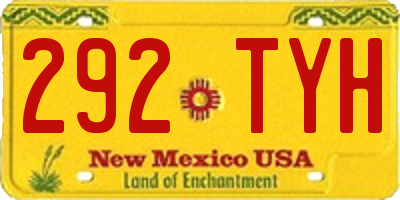 NM license plate 292TYH