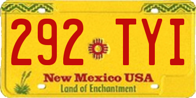 NM license plate 292TYI