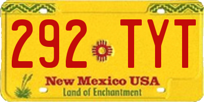 NM license plate 292TYT