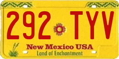 NM license plate 292TYV