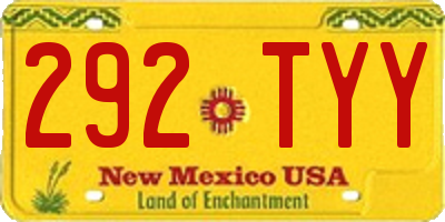 NM license plate 292TYY