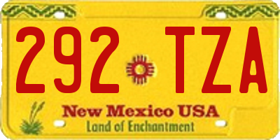 NM license plate 292TZA