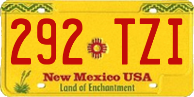 NM license plate 292TZI