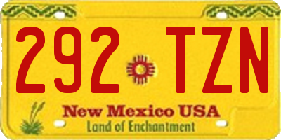 NM license plate 292TZN