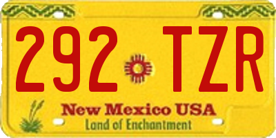 NM license plate 292TZR