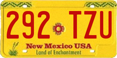 NM license plate 292TZU