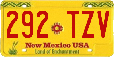 NM license plate 292TZV