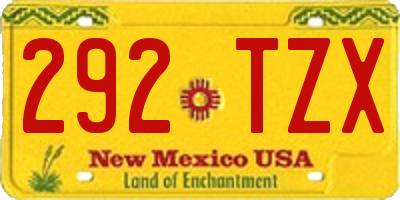 NM license plate 292TZX