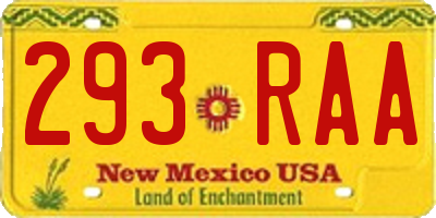 NM license plate 293RAA