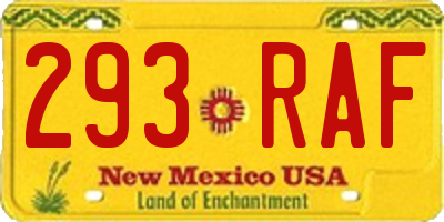 NM license plate 293RAF